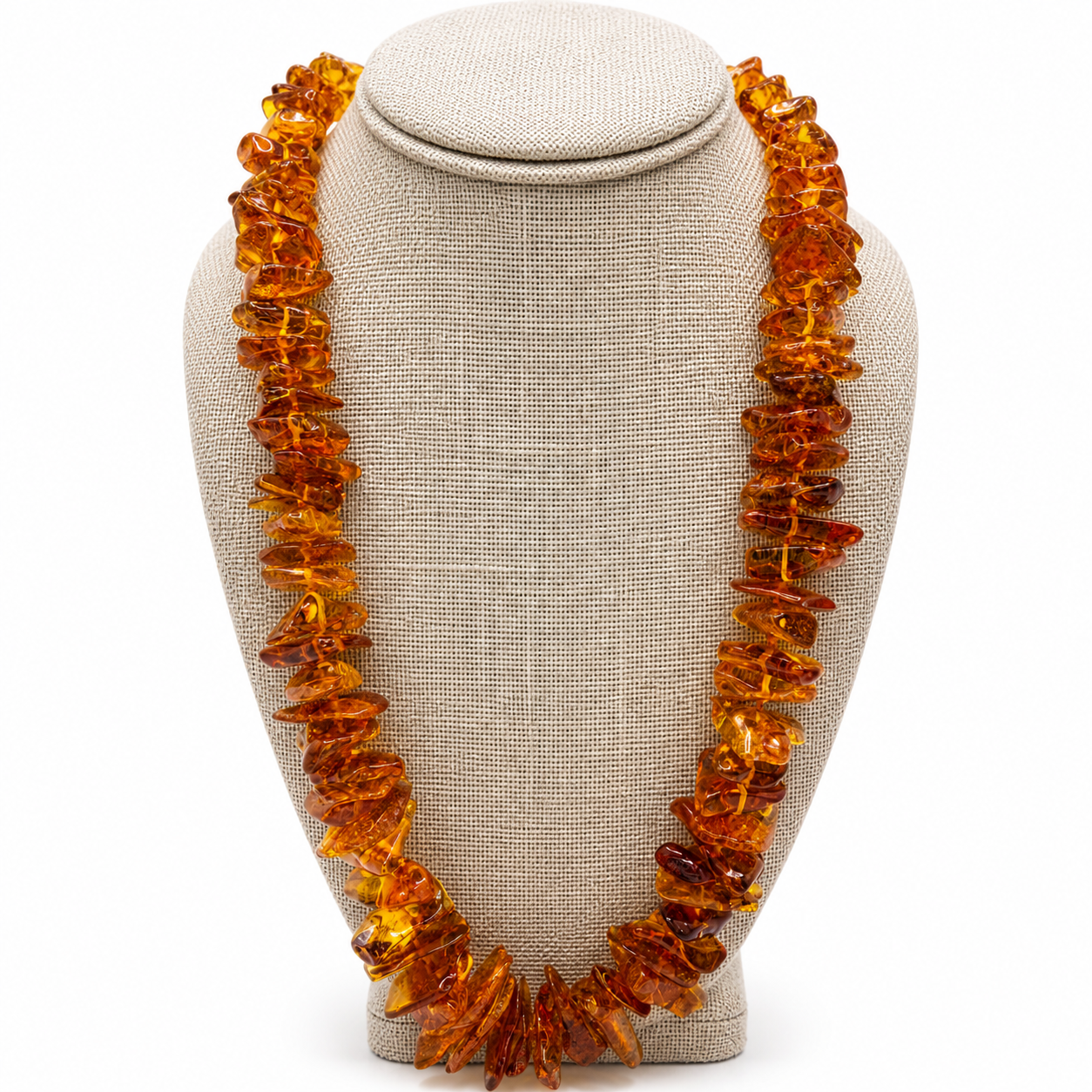 Genuine Honey Cognac Baltic Amber Graduated Bead Necklace