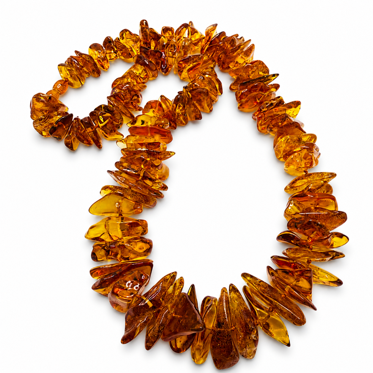 Genuine Honey Cognac Baltic Amber Graduated Bead Necklace