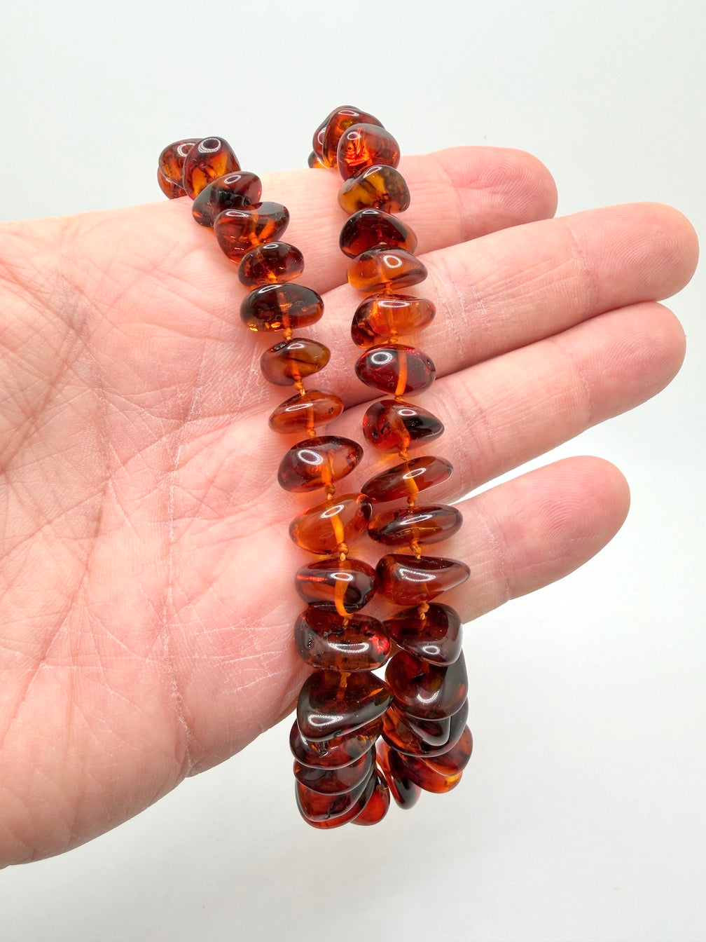 Genuine Honey Cognac Baltic Amber Graduated Bead Necklace