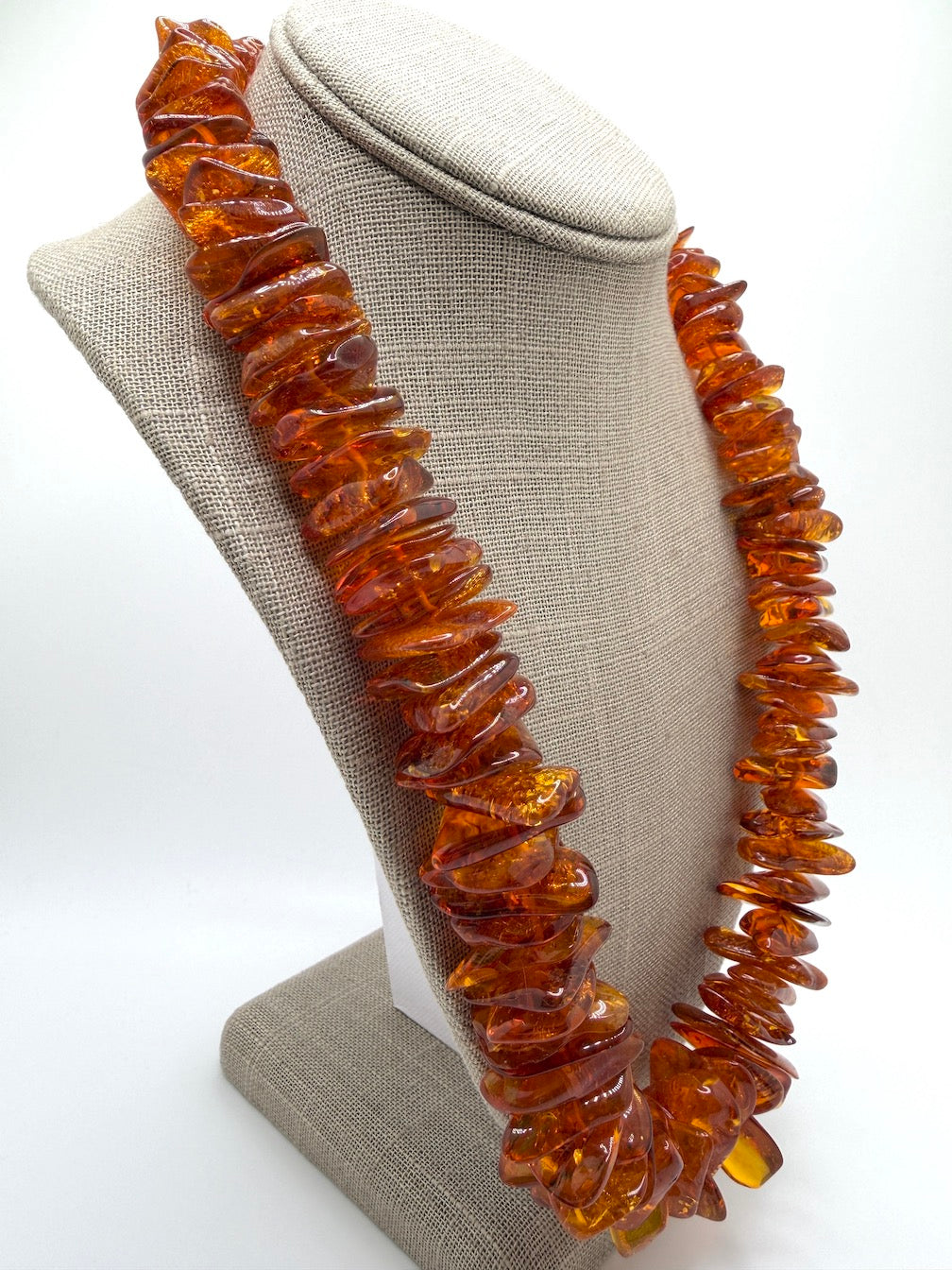 Genuine Honey Cognac Baltic Amber Graduated Bead Necklace