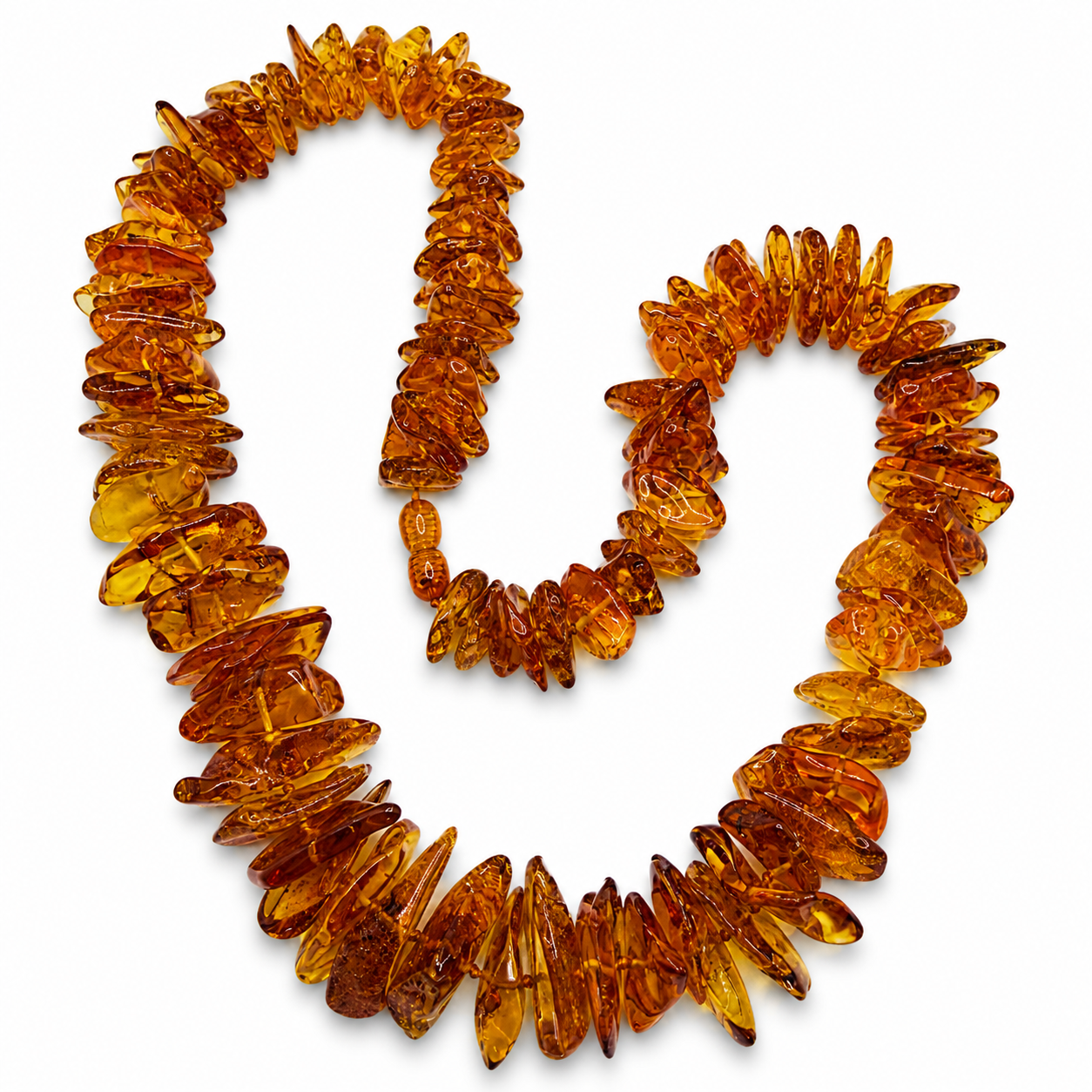 Genuine Honey Cognac Baltic Amber Graduated Bead Necklace