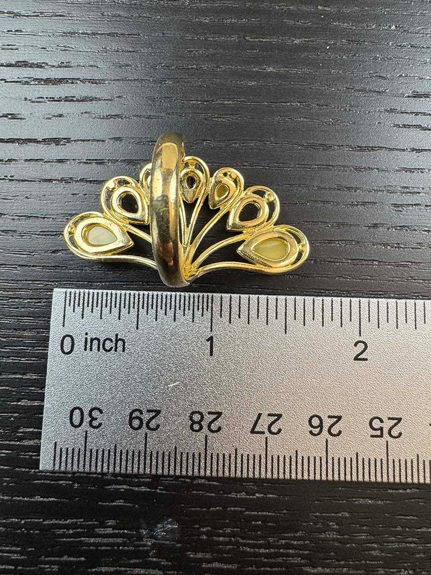 Gold-Plated Sterling Silver Cherry & Butterscotch Baltic Amber Fan Cocktail Ring - Adjustable Open Shank