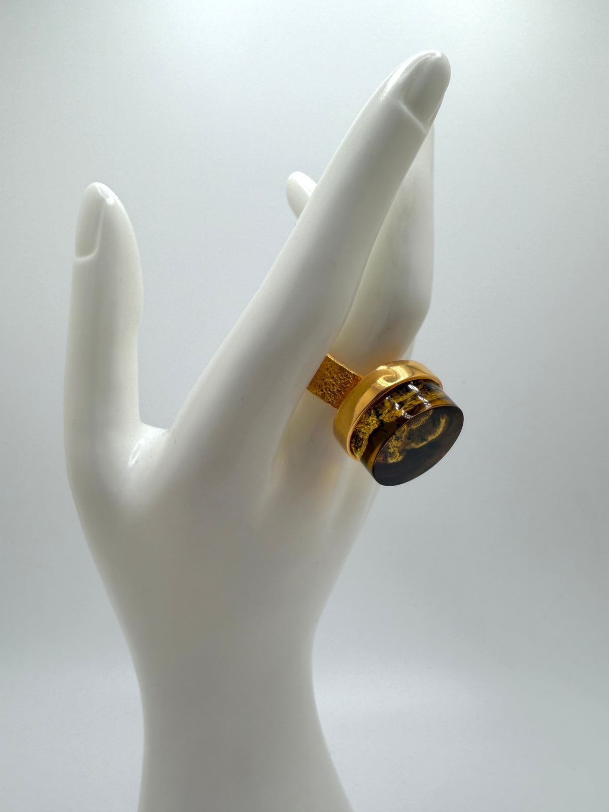 Gold Plated Sterling Silver Baltic Amber Statement Ring