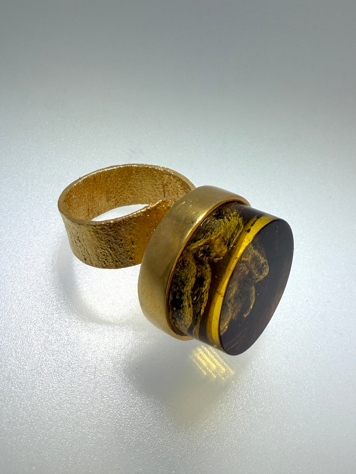Gold Plated Sterling Silver Baltic Amber Statement Ring