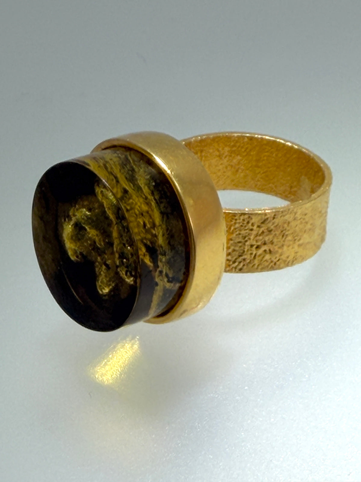 Gold Plated Sterling Silver Baltic Amber Statement Ring