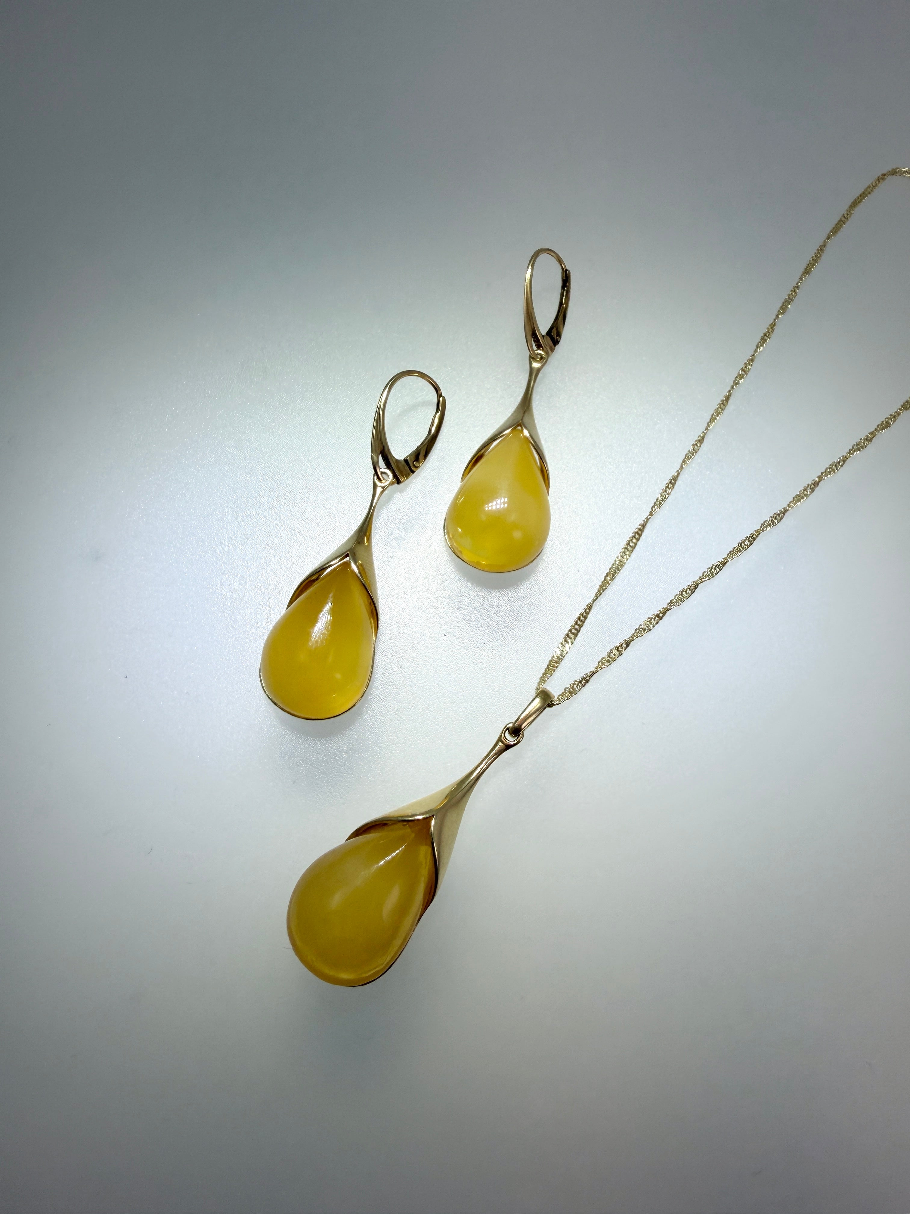 Gold Plated Sterling Silver • Genuine Butterscotch Baltic Amber Set