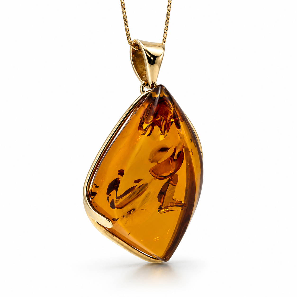 Genuine Baltic Amber Faceted Pendant Necklace 