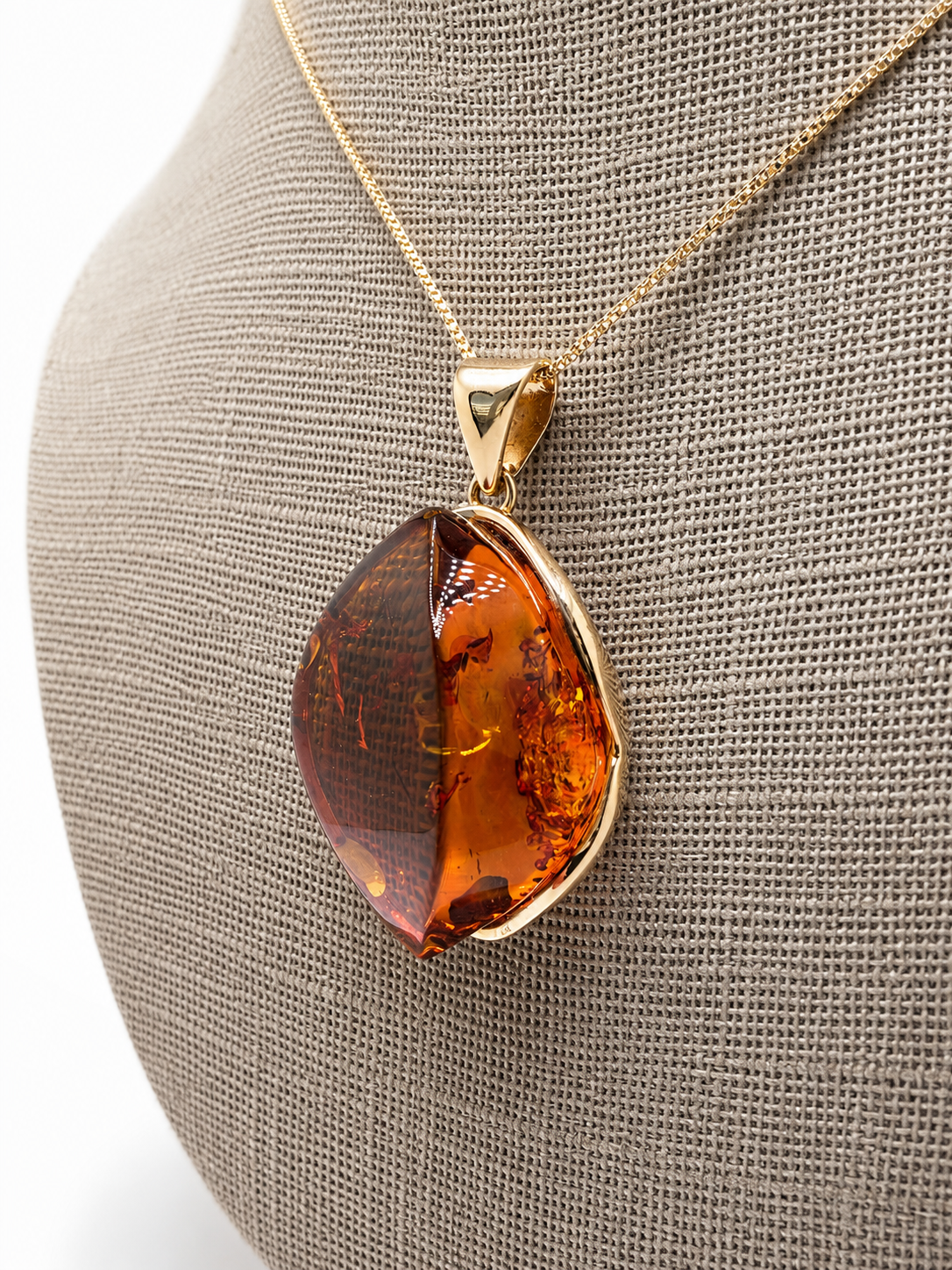 Genuine Baltic Amber Faceted Pendant Necklace