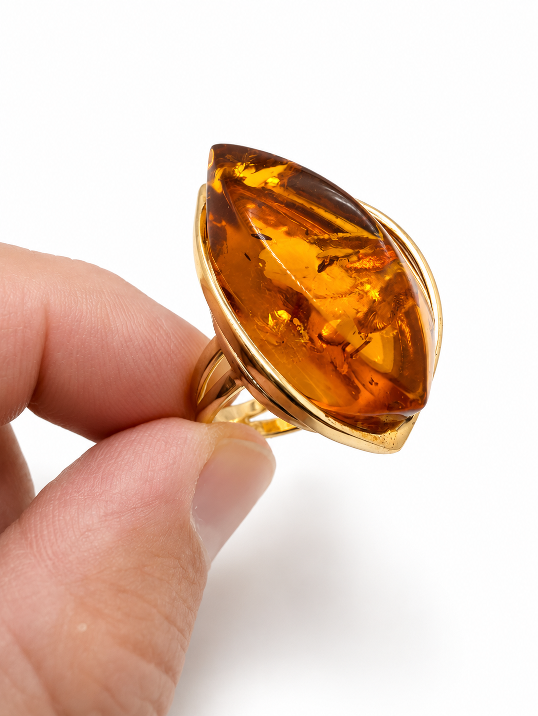Genuine Baltic Amber Faceted Ring