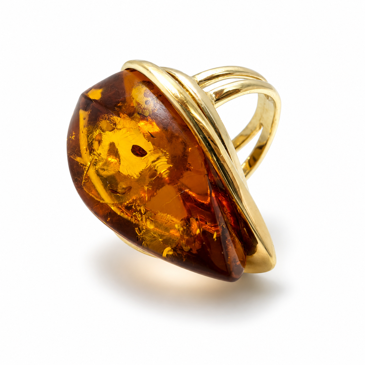 Genuine Baltic Amber Faceted Ring