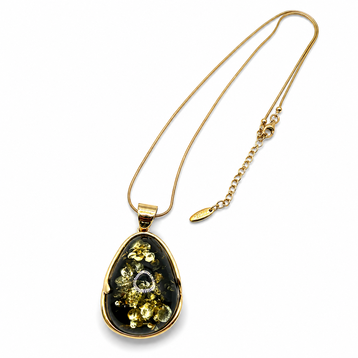 Baltic Amber Green Pendant Necklace
