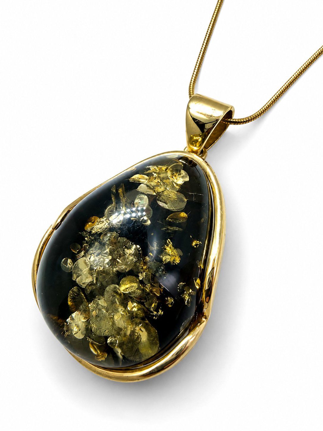 Baltic Amber Green Pendant Necklace