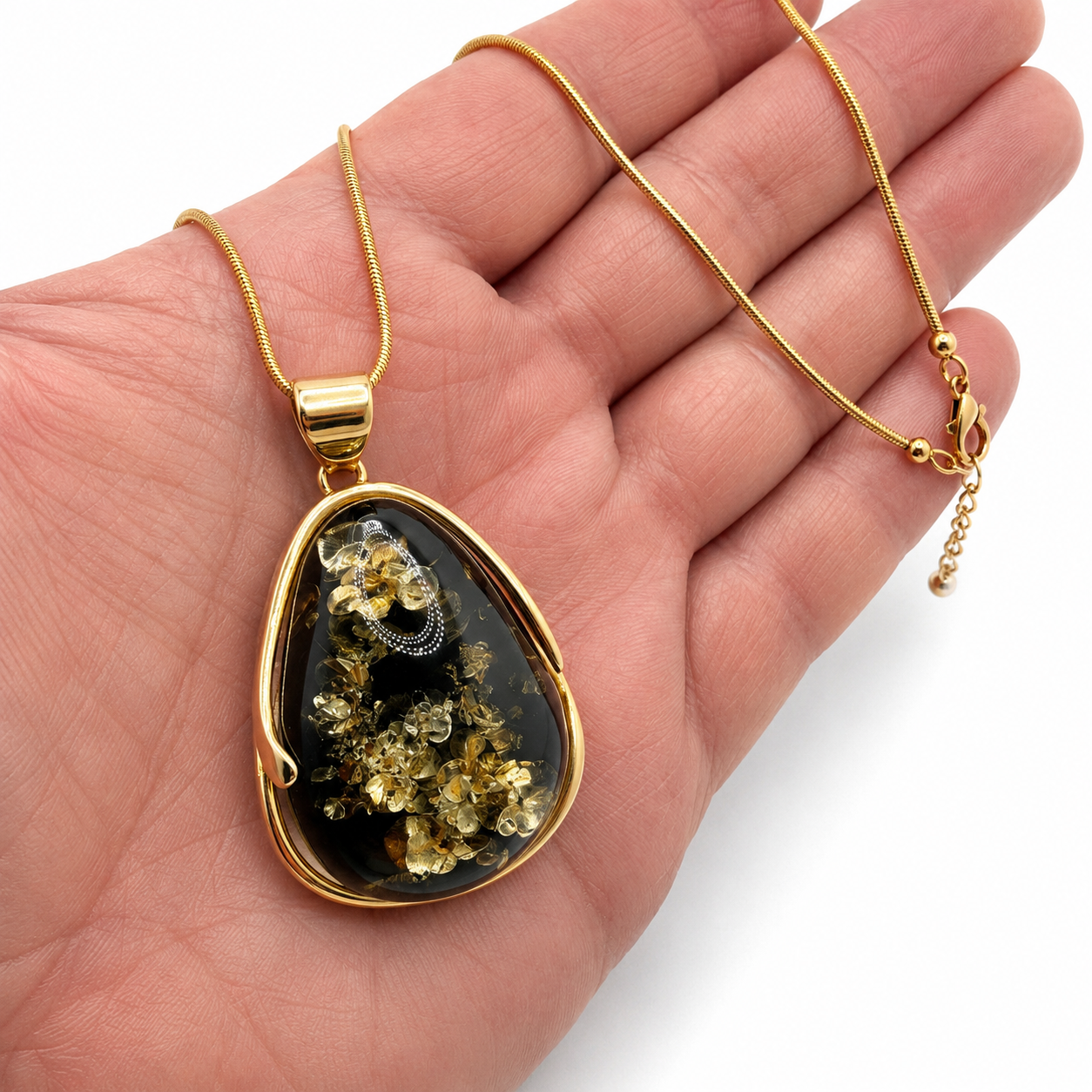 Baltic Amber Green Pendant Necklace
