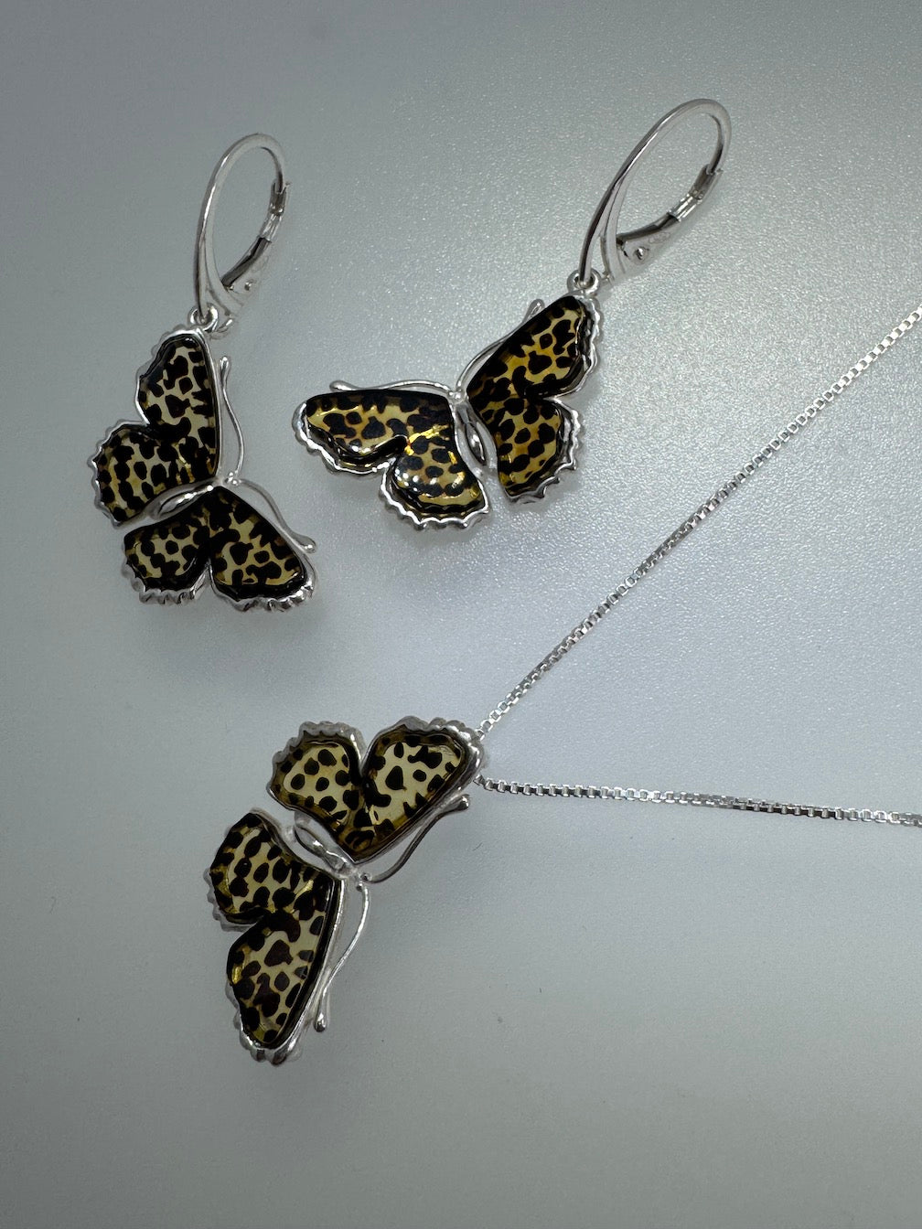 Hand-Etched Baltic Amber Butterfly Earrings – Sterling Silver Beauty