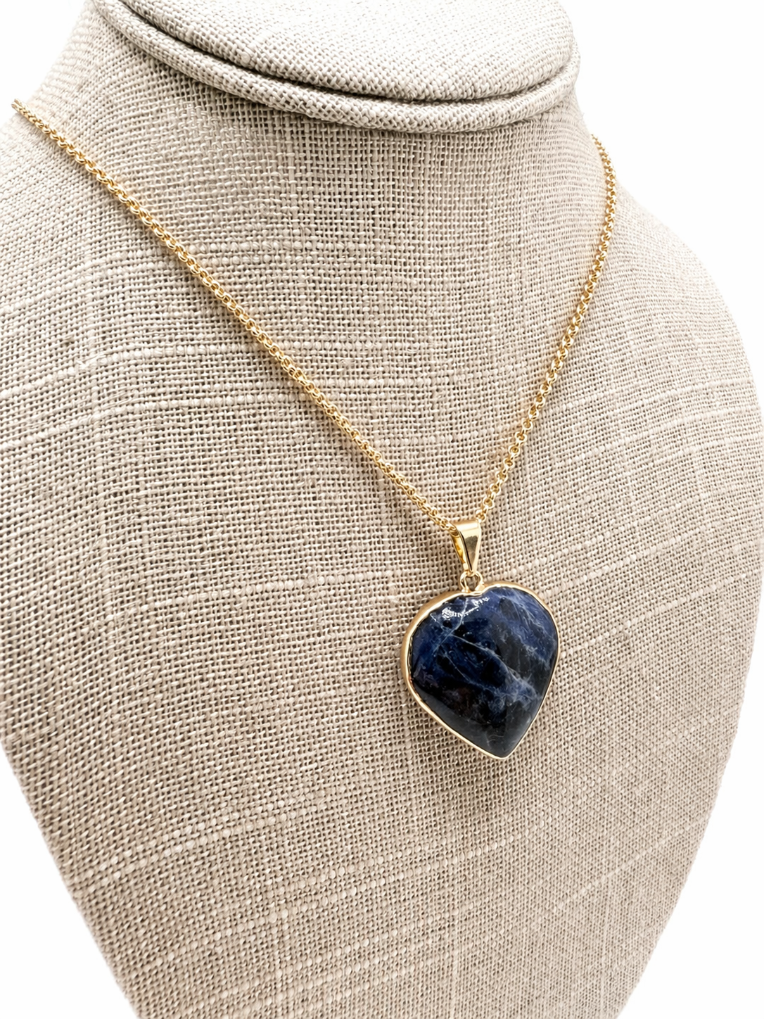 Handmade Brazil Gemstone Heart Necklace – Rose Quartz, Amethyst or Lapis Lazuli – Gold Plated Chain – Natural Stone Jewelry Gift