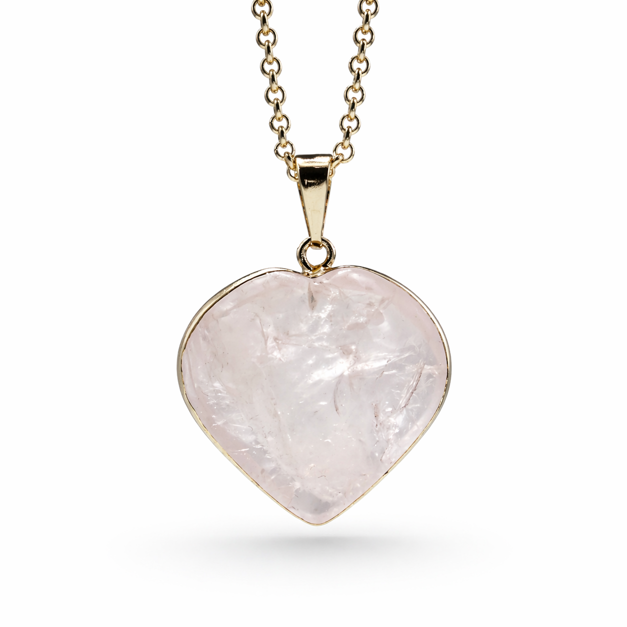 Handmade Brazil Gemstone Heart Necklace – Rose Quartz, Amethyst or Lapis Lazuli – Gold Plated Chain – Natural Stone Jewelry Gift