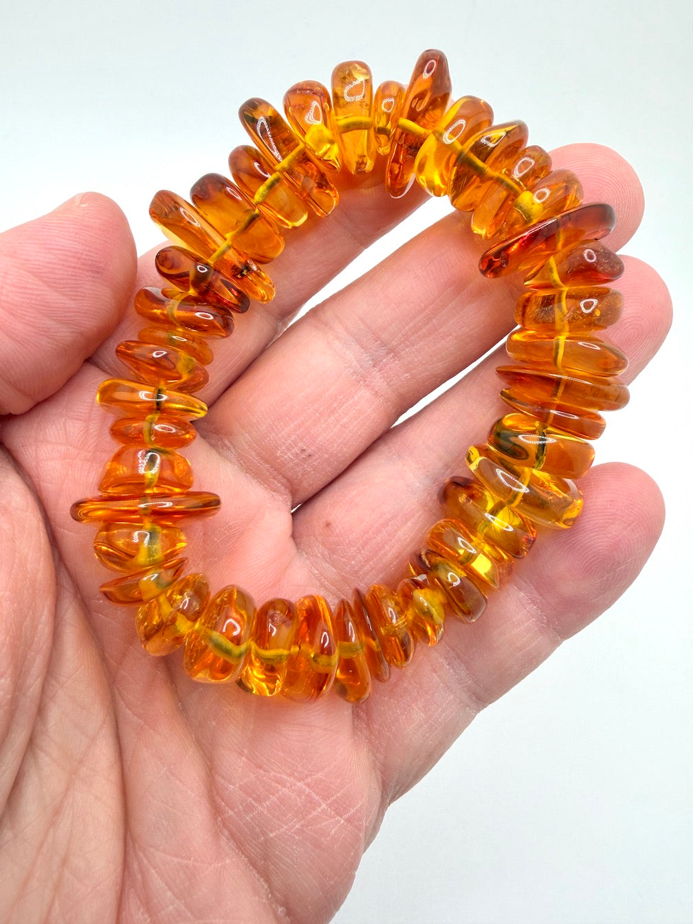 Handmade Genuine Baltic Amber Honey Chunk Stretch Bracelet – Natural Organic Amber Jewelry