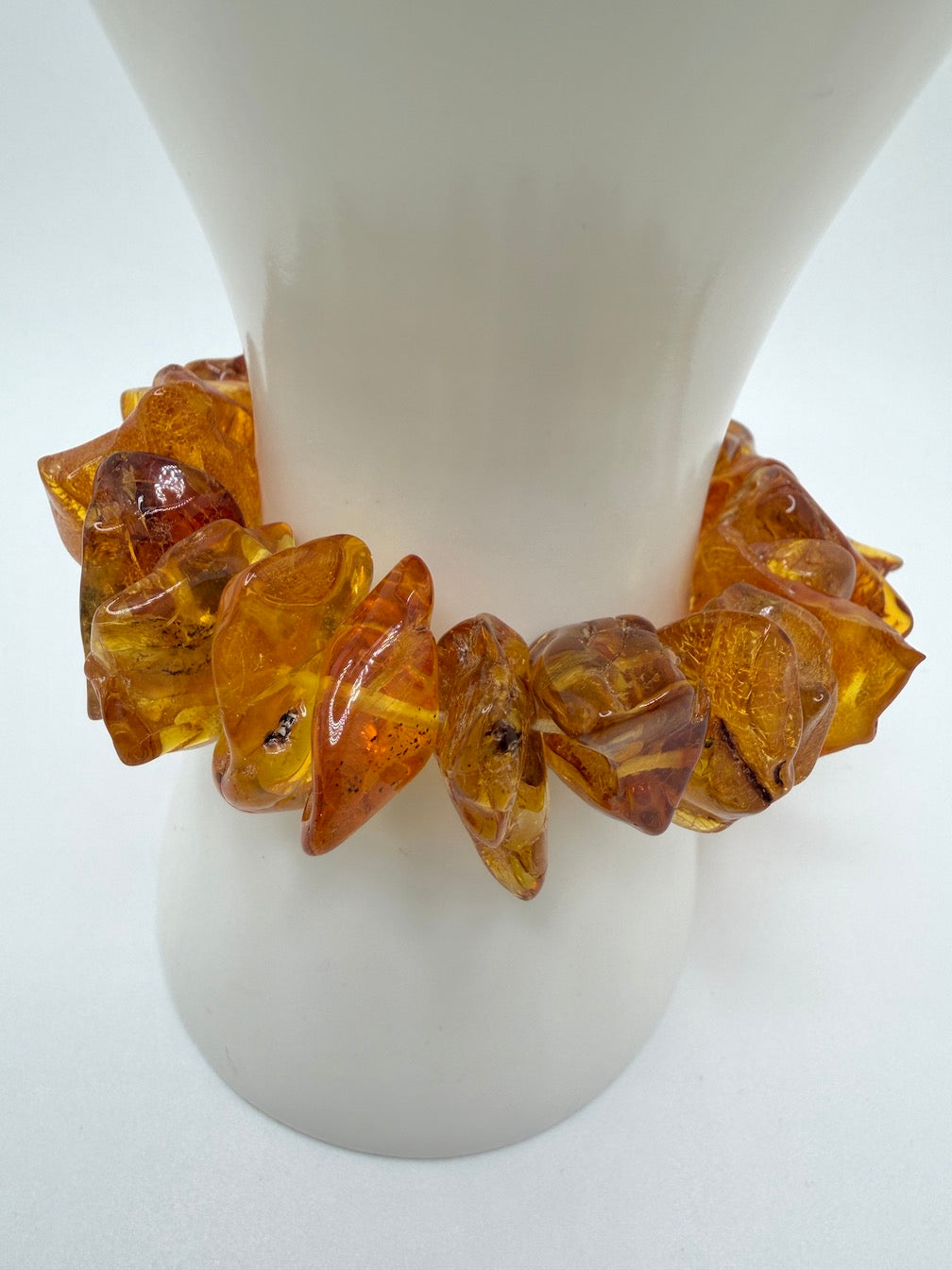 Handmade Genuine Baltic Amber Honey Chunk Stretch Bracelet – Natural Organic Amber Jewelry, One of a Kind
