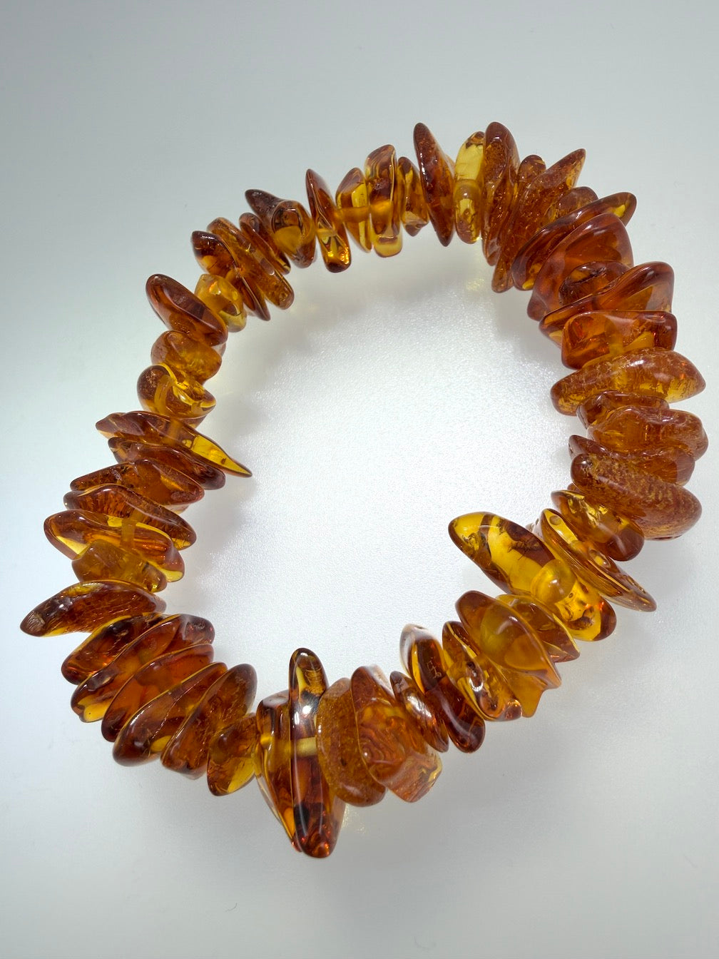 Handmade Genuine Baltic Amber Stretch Bracelet – Honey or Multicolor Butterscotch, Honey & Cherry Amber