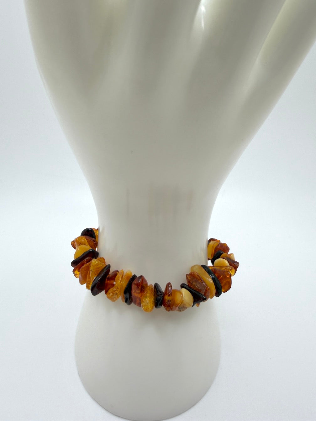 Handmade Genuine Baltic Amber Stretch Bracelet – Honey or Multicolor Butterscotch, Honey & Cherry Amber