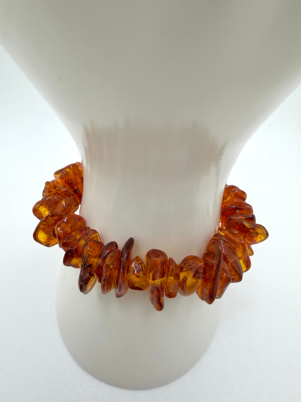 Handmade Genuine Baltic Amber Stretch Bracelet – Honey or Multicolor Butterscotch, Honey & Cherry Amber