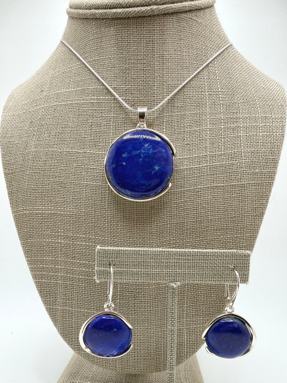 Handmade Lapis Lazuli Pendant & Earring Set | Sterling Silver | Made in Poland | Snake Chain Necklace