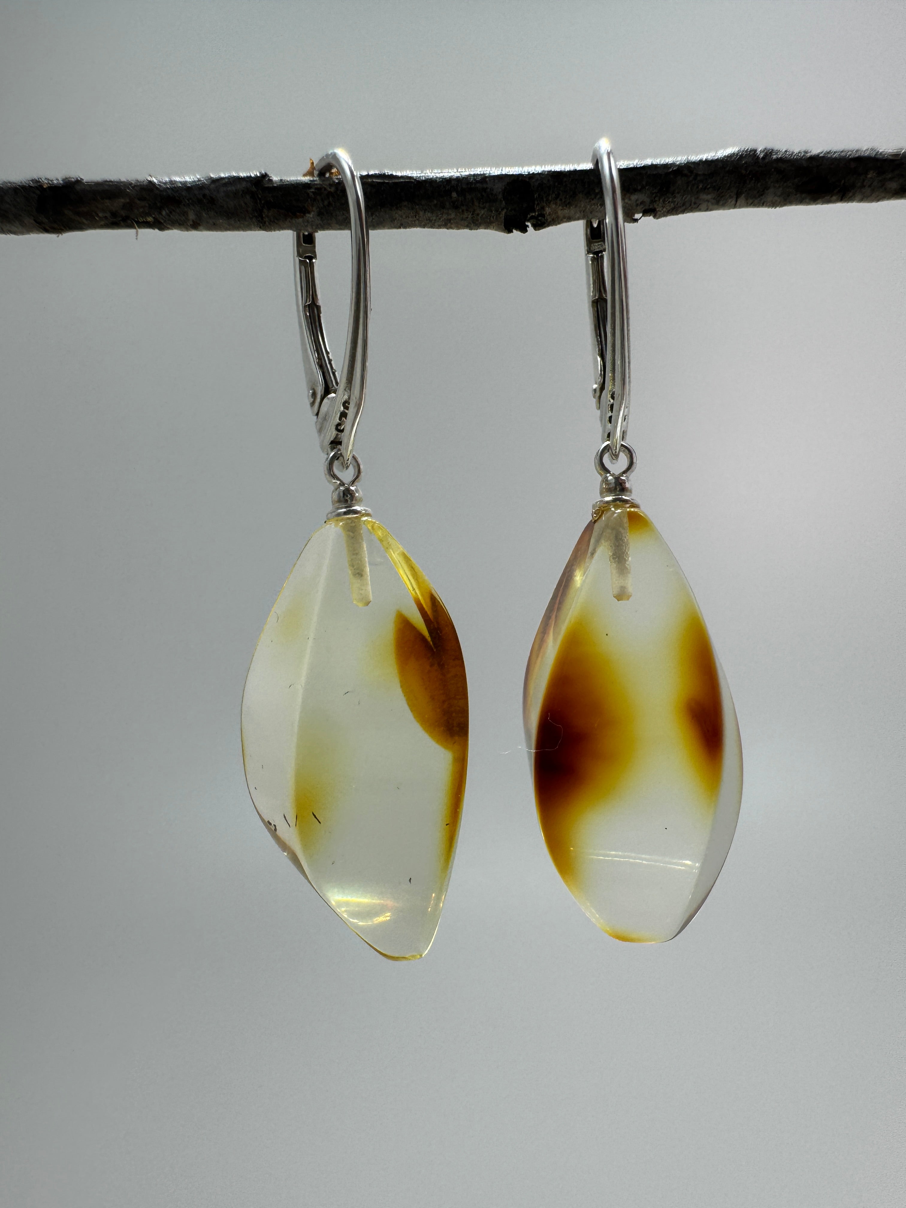 Handmade Lemon Baltic Amber Drop Earrings – Sterling Silver Lever Back 