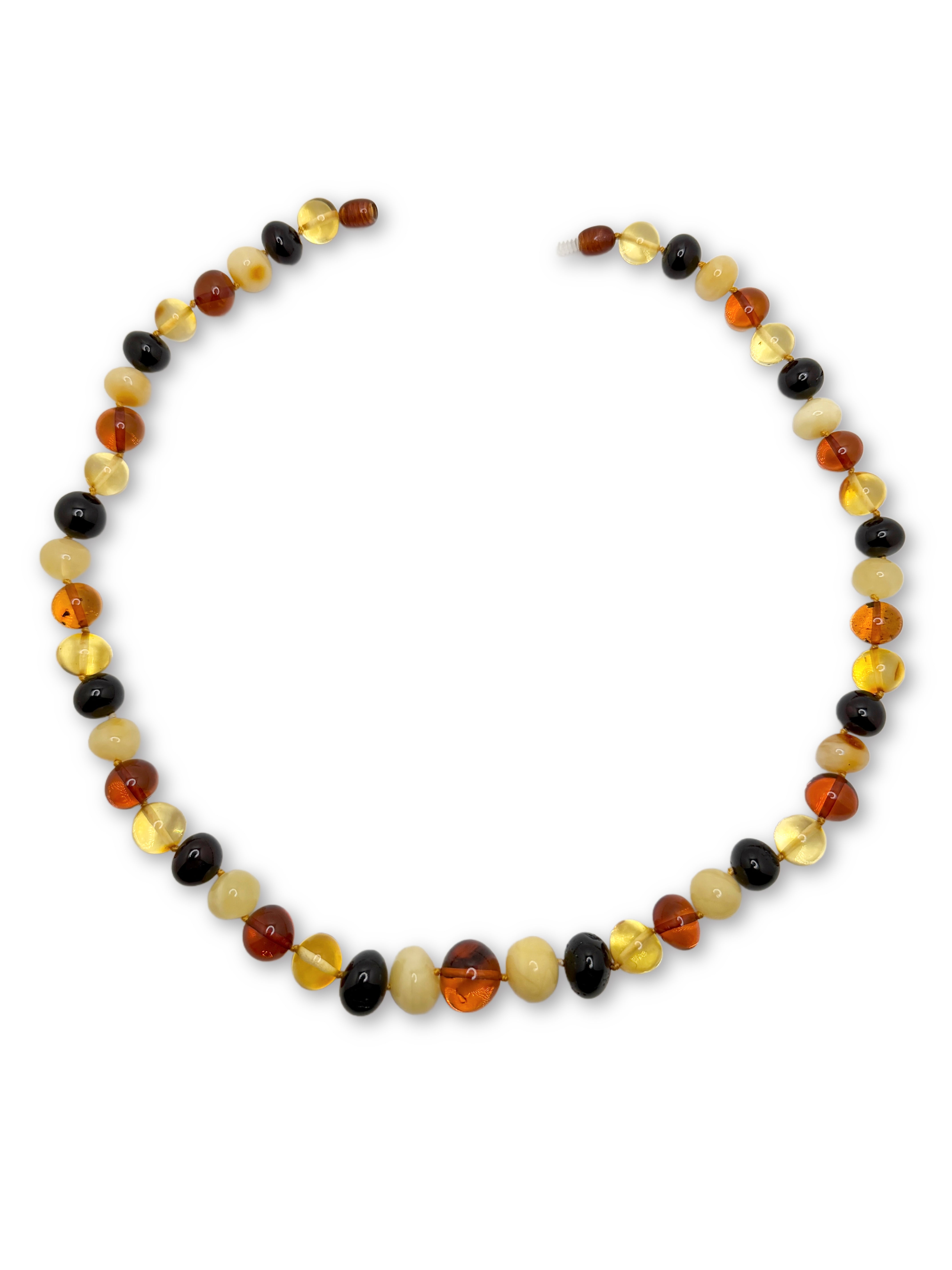 Handmade Lithuanian Multicolor Baroque Baltic Amber Bead Necklace • 20” Graduated Honey Lemon Cherry Butterscotch • Natural Knotted Strand