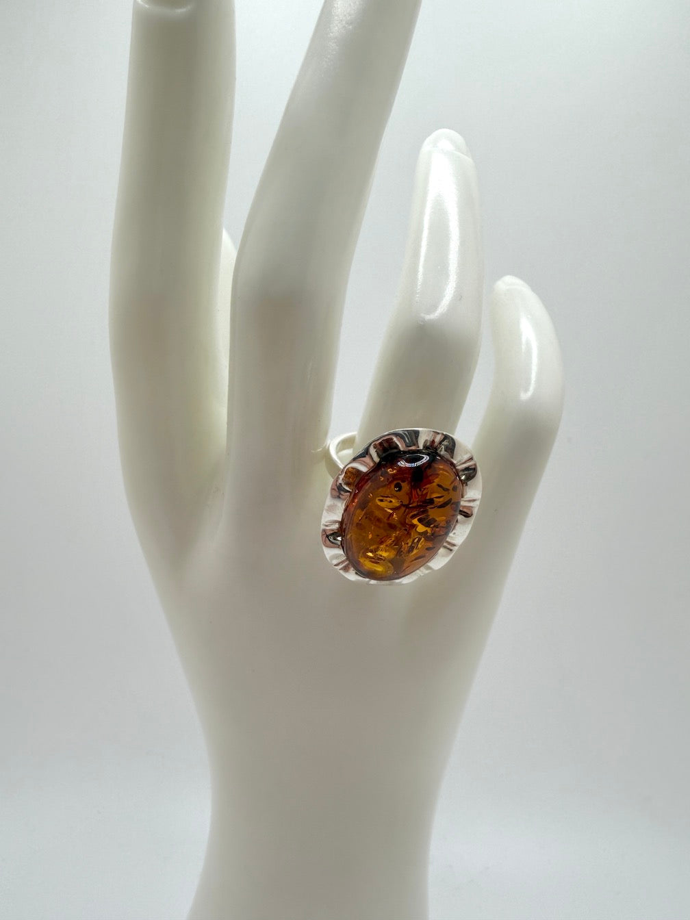 Handmade Sterling Silver & Genuine Baltic Amber Statement Ring