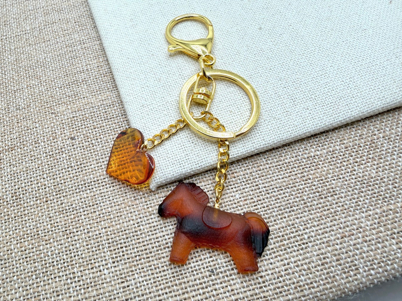Handmade in Lithuania Genuine Baltic Amber Horse and Leaf Purse Charm – Elegant Laser-Cut Accent