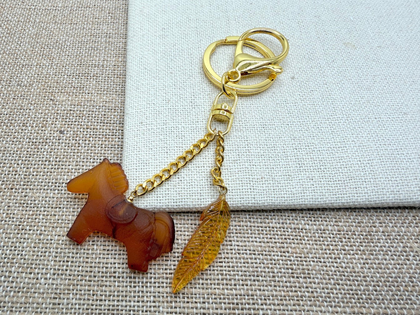 Handmade in Lithuania Genuine Baltic Amber Horse and Leaf Purse Charm – Elegant Laser-Cut Accent