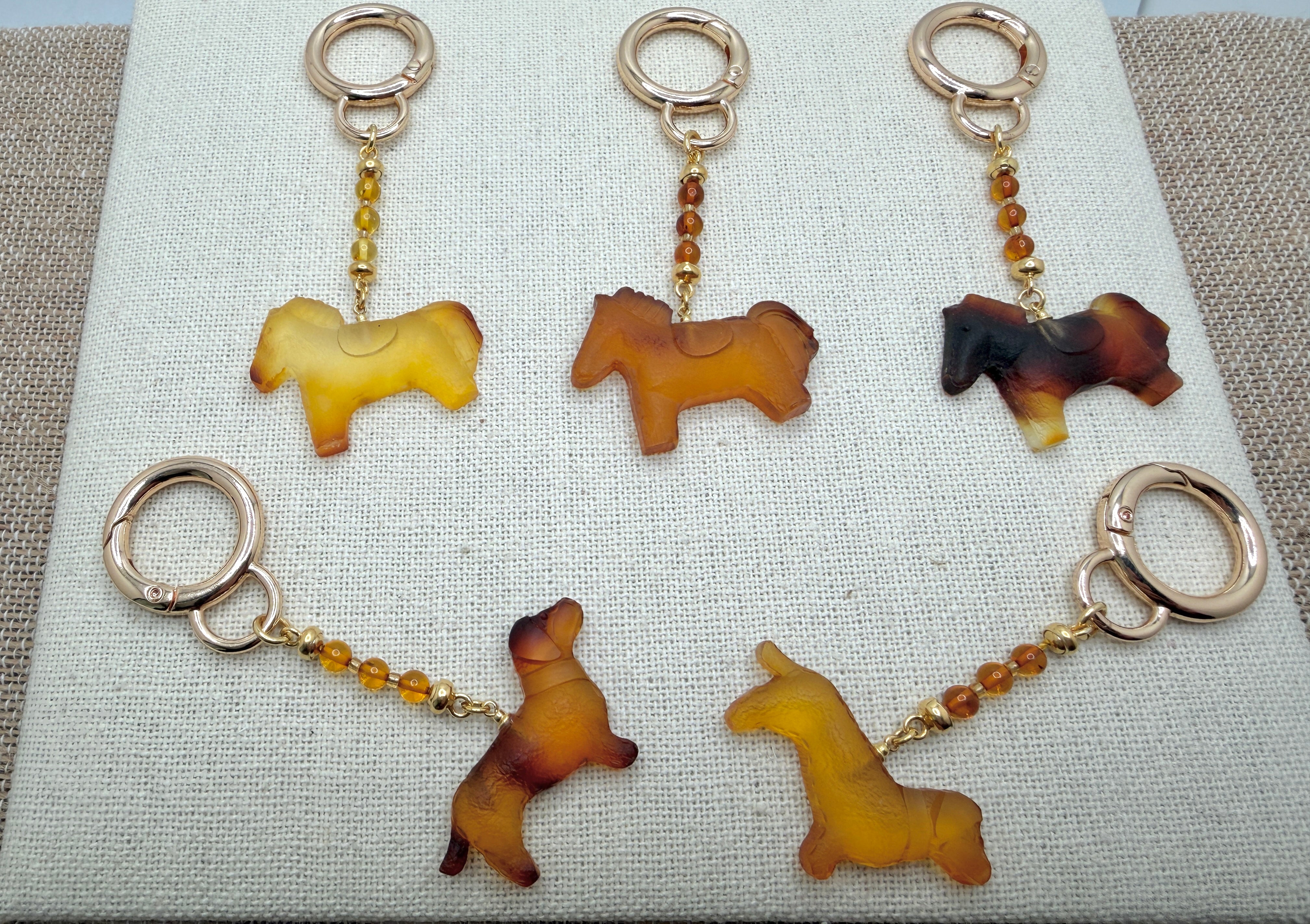 Handmade in Lithuania Genuine Baltic Amber Horse or Dog Purse Charm – Elegant Laser-Cut Accent