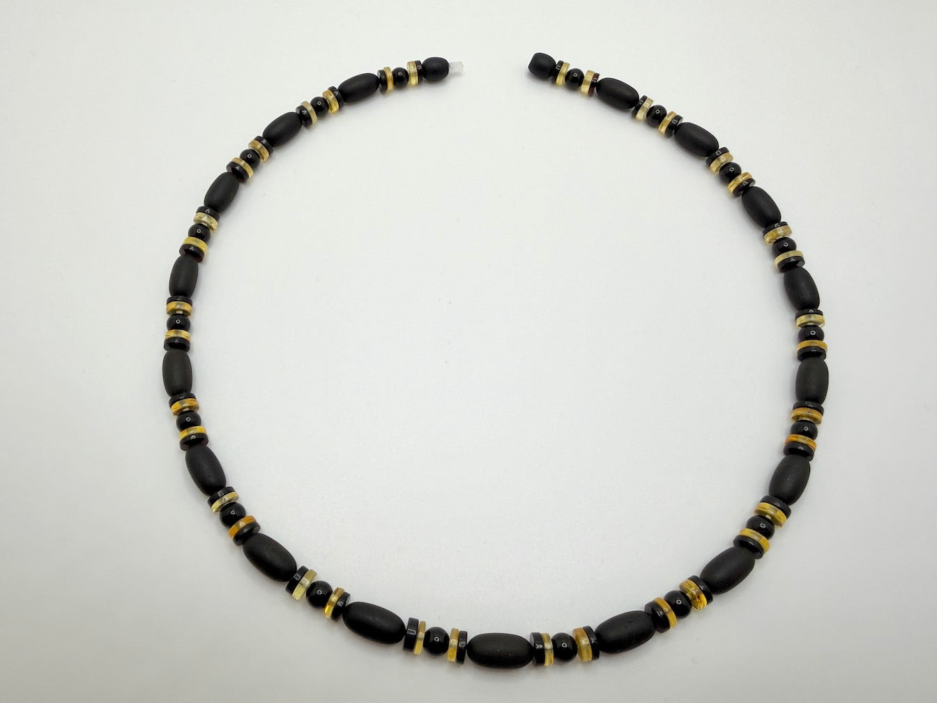 Genuine Baltic Amber Men’s or Unisex Bead Necklace – Bold Dark Cherry Amber with Lemon Accents