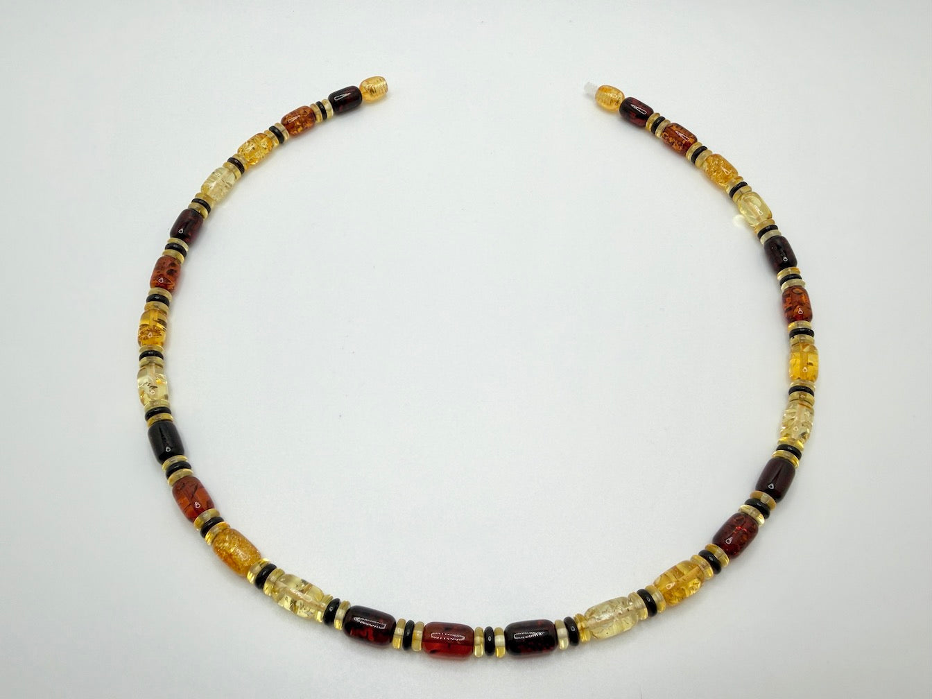 Genuine Baltic Amber Men’s or Unisex Bead Necklace – Multicolor Cherry, Cognac & Lemon