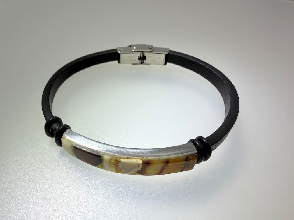 Handmade in Lithuania – Genuine Baltic Amber, Leather & Stainless Steel Men’s Bracelets