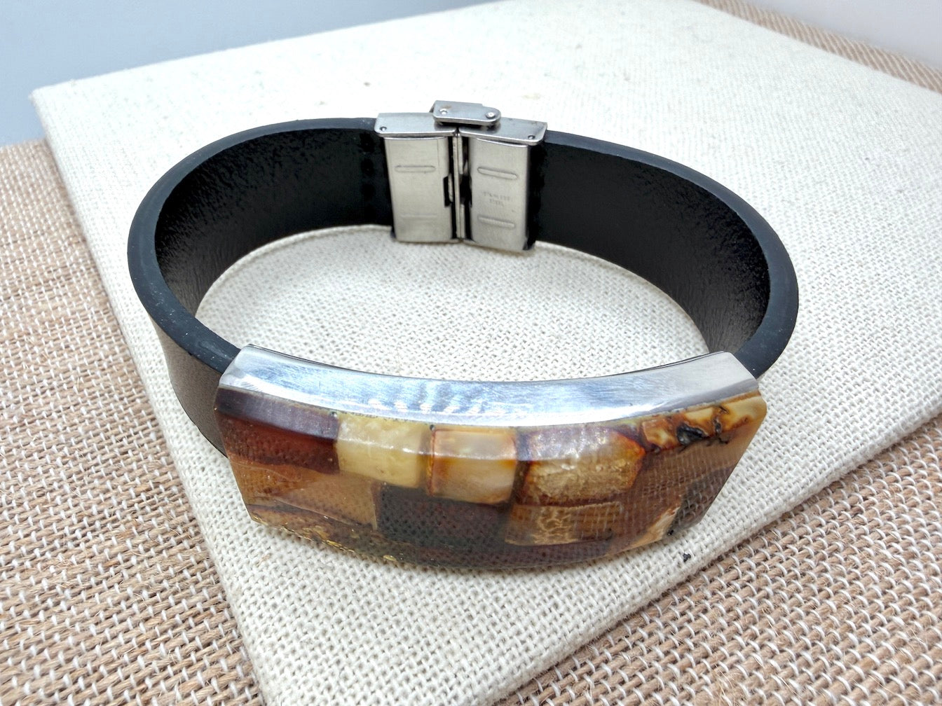 Handmade in Lithuania – Genuine Baltic Amber, Leather & Stainless Steel Men’s Bracelets