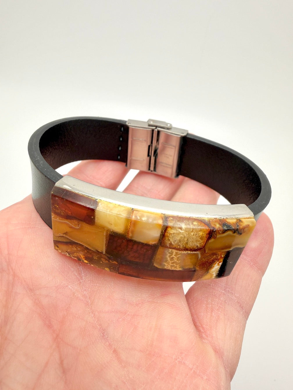 Handmade in Lithuania – Genuine Baltic Amber, Leather & Stainless Steel Men’s Bracelets