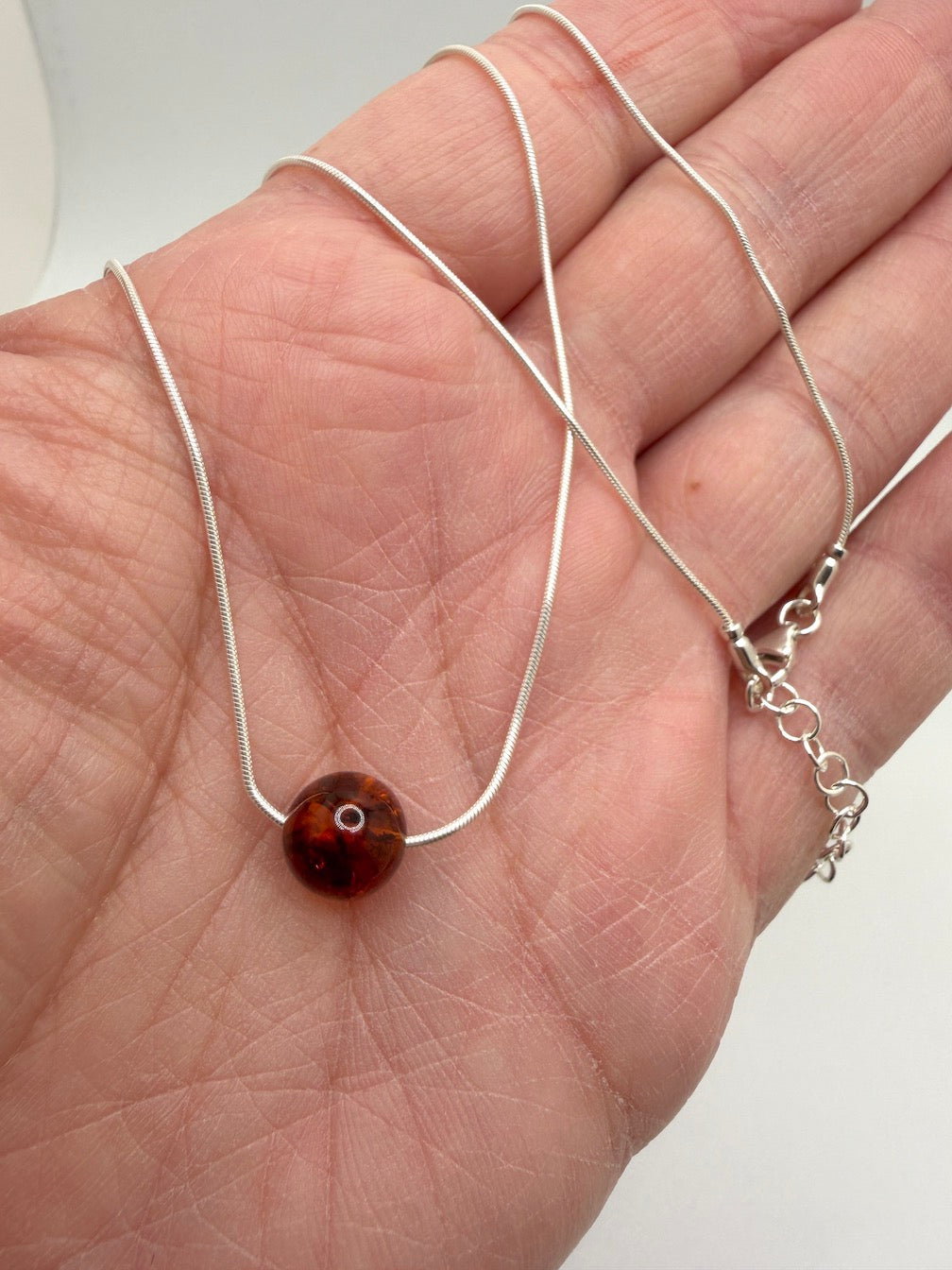 Handmade in Poland Sterling Silver & Genuine Baltic Amber Necklace