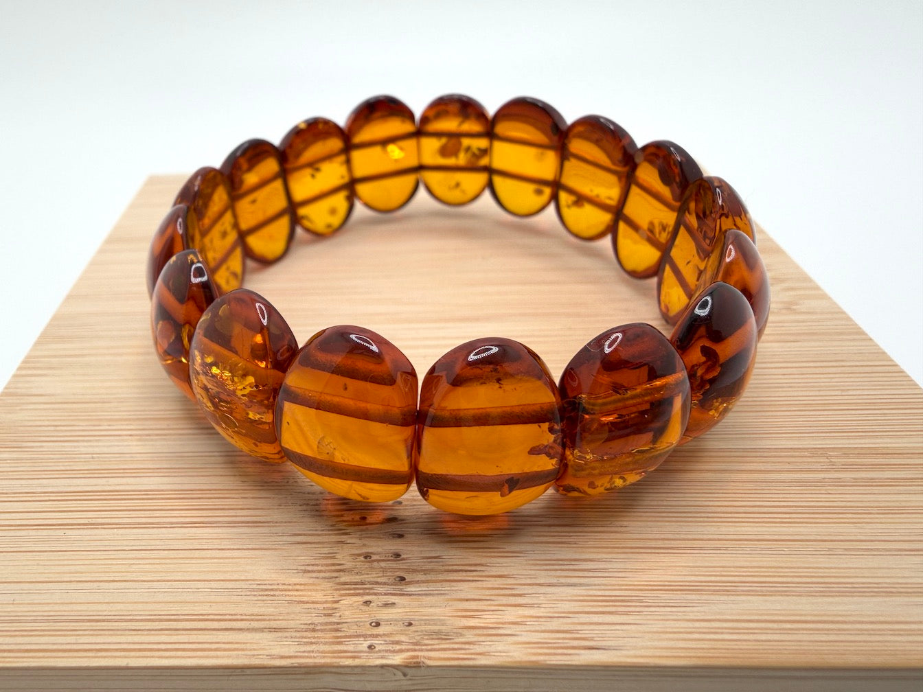 Honey Baltic Amber stretch statement bracelet