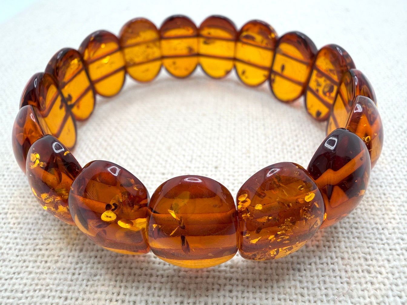 Honey Baltic Amber stretch statement bracelet