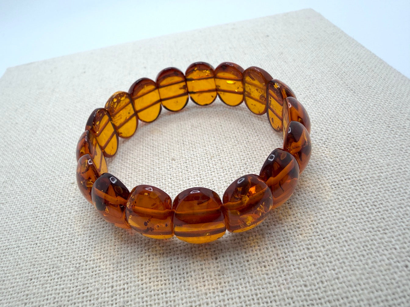 Honey Baltic Amber stretch statement bracelet