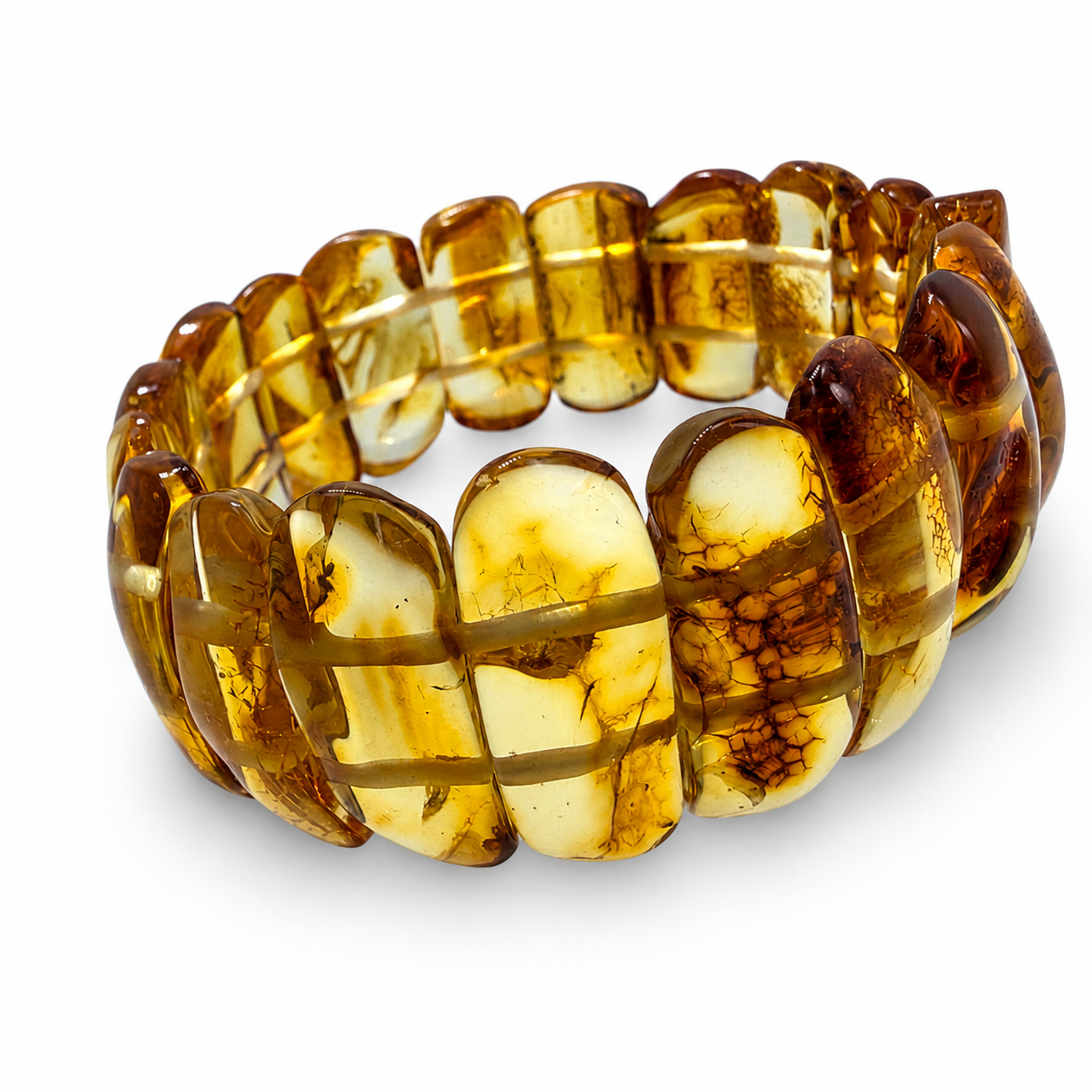 Honey Cognac Baltic Amber stretch statement bracelet