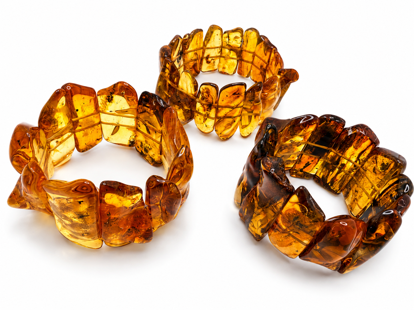 Beautiful Handmade in Lithuania Genuine Baltic Amber Honey Color Organic Stretch Bracelet – Museum Quality Baltic Amber Statement Bracelet