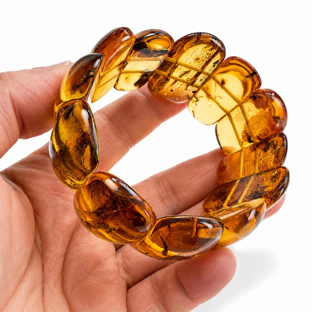 Baltic Amber Natural Honey Cognac Stretch Bracelet