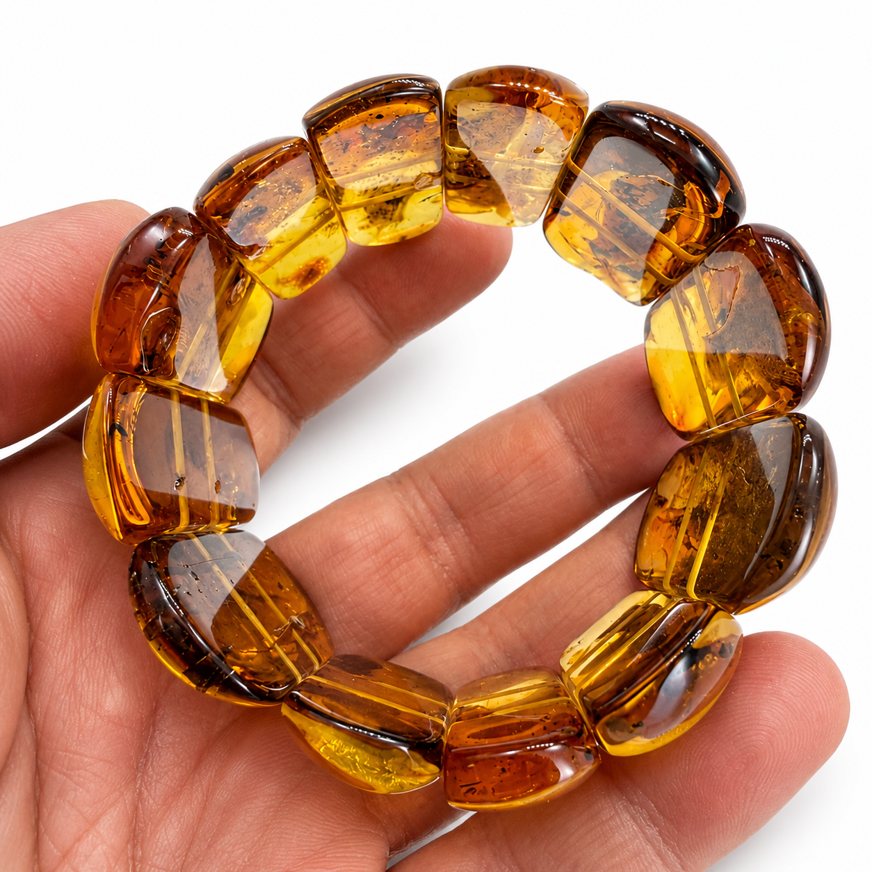 Baltic Amber Natural Honey Cognac Stretch Bracelet