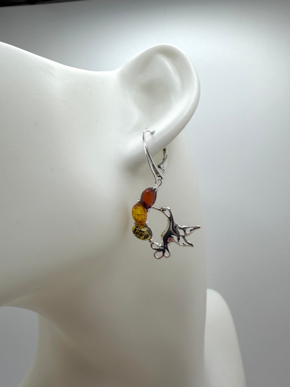 Hummingbird Baltic Amber Earrings 