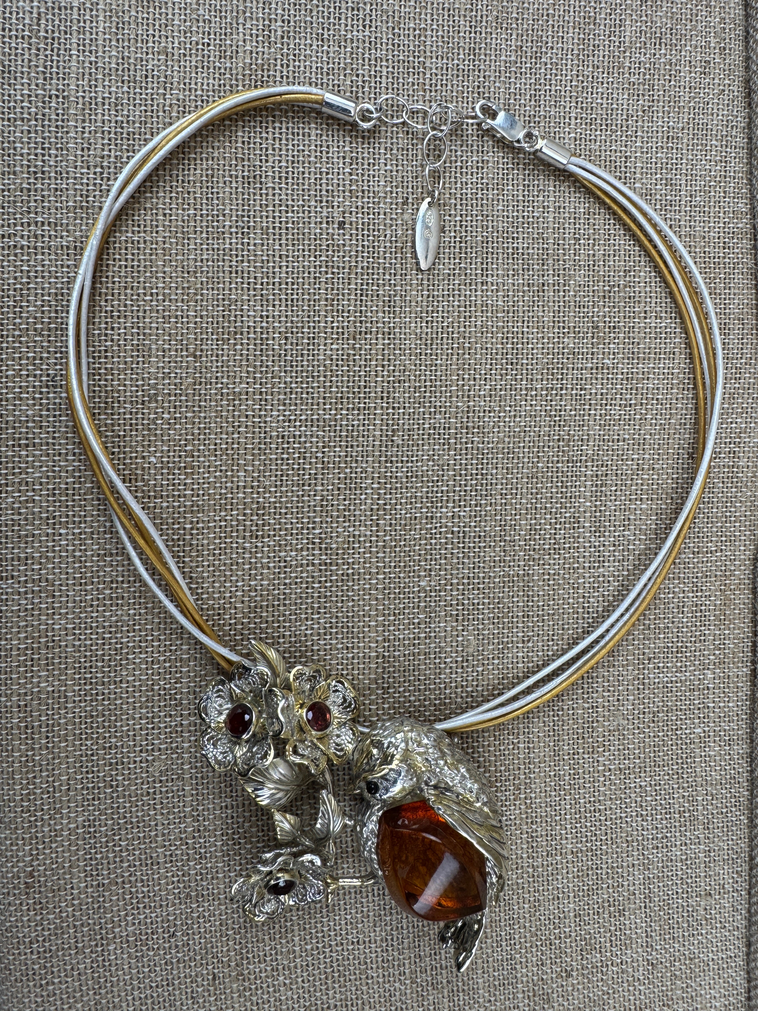 Genuine Baltic Amber Bird Brooch & Necklace – Artisan Handmade Statement Jewelry