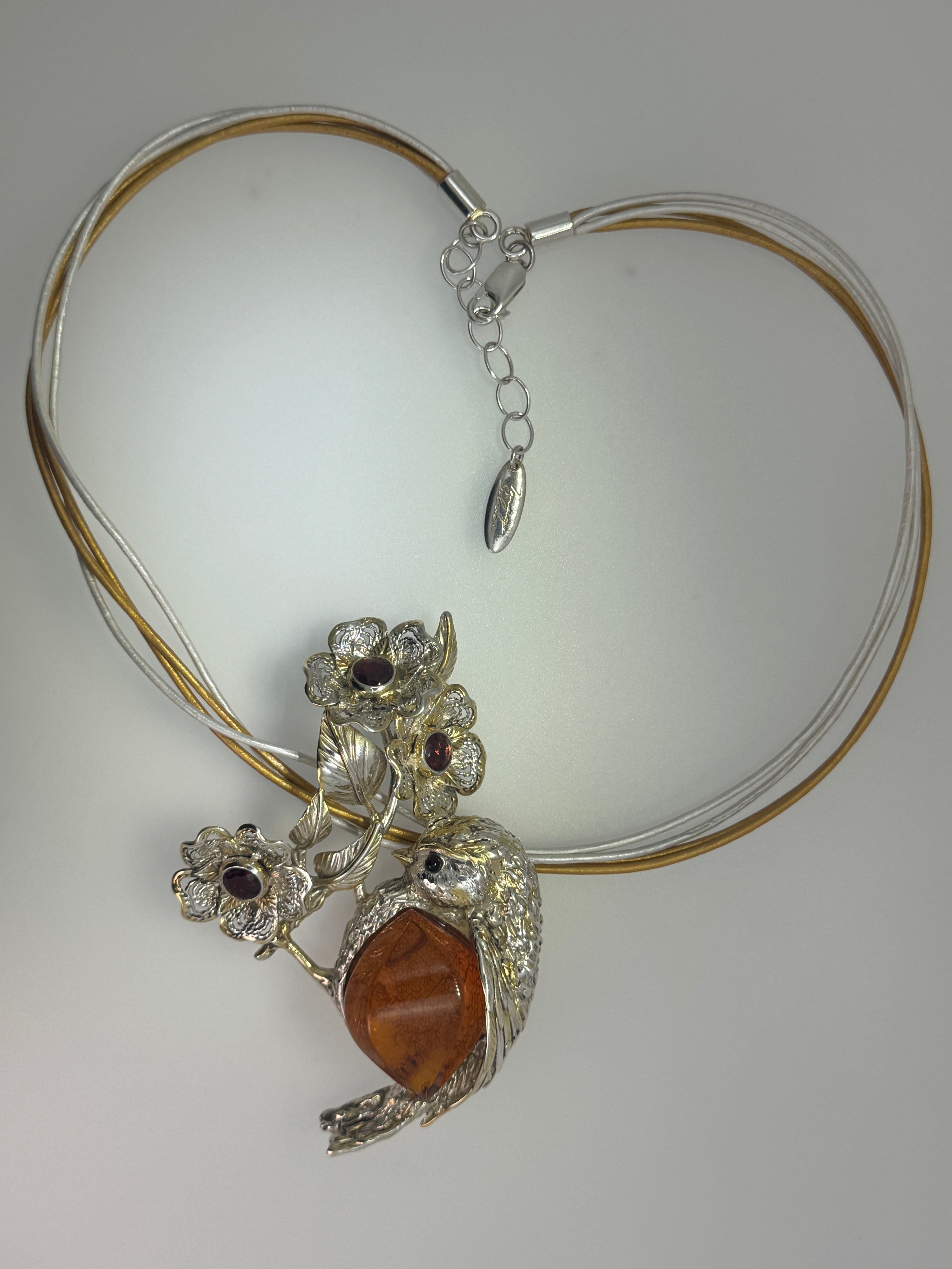 Genuine Baltic Amber Bird Brooch & Necklace – Artisan Handmade Statement Jewelry