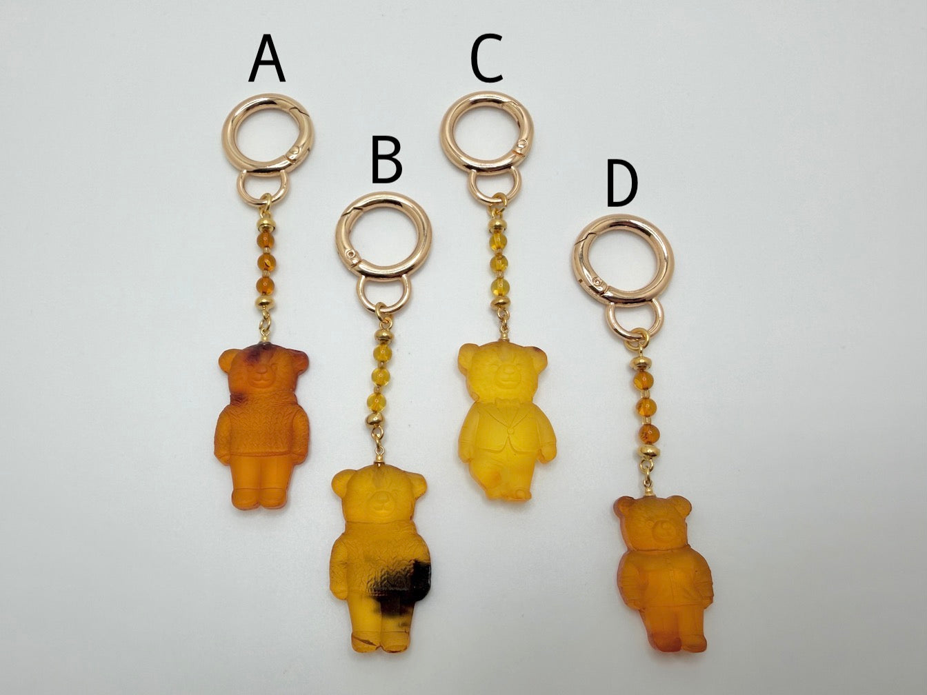 Handmade in Lithuania Genuine Baltic Amber Teddy Bear Purse Charm – Elegant Laser-Cut Accent
