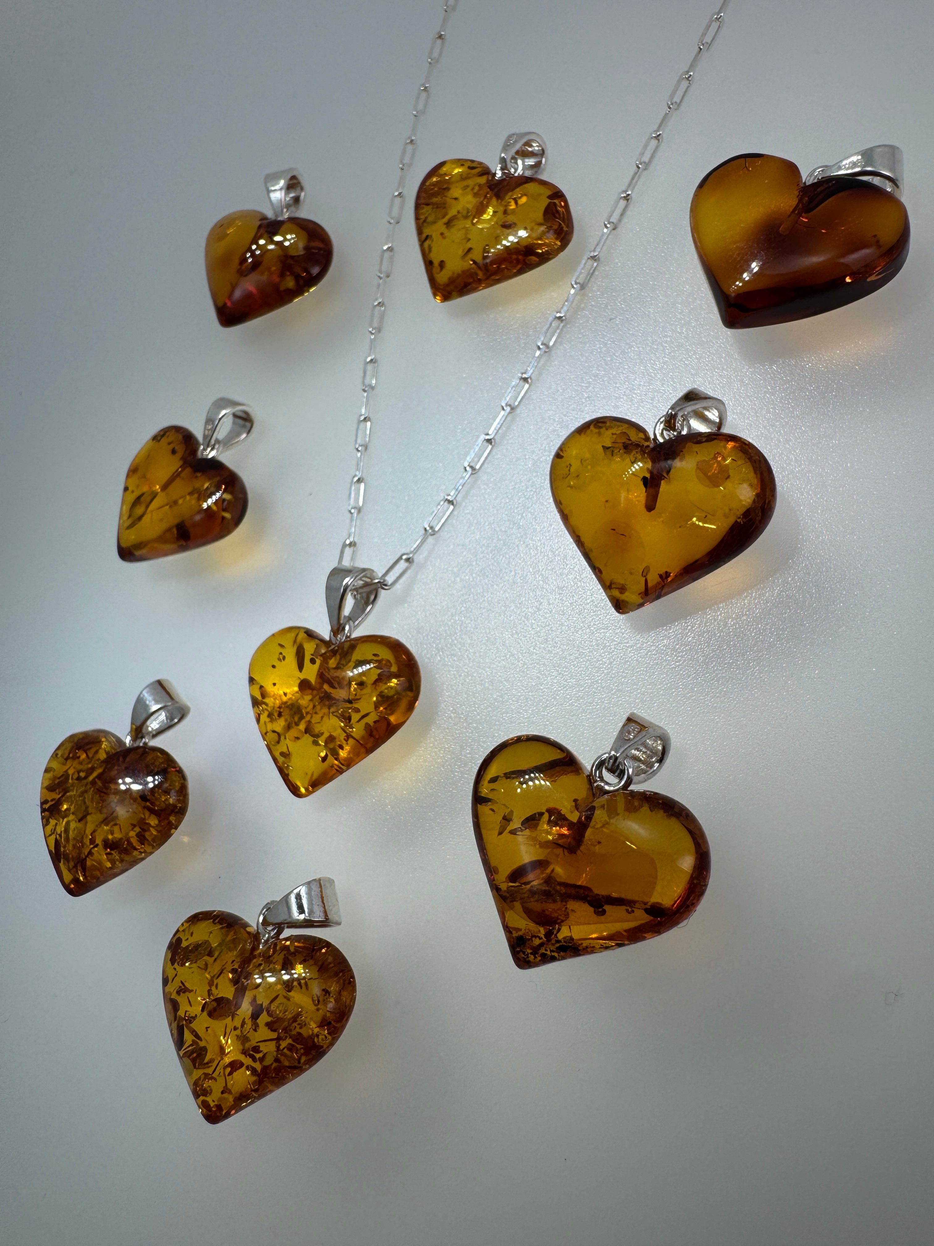 Sterling Silver & Baltic Amber Honey Heart Pendant – A Tiny Treasure Full of Love - Shipped on Chaince of Silver Chain